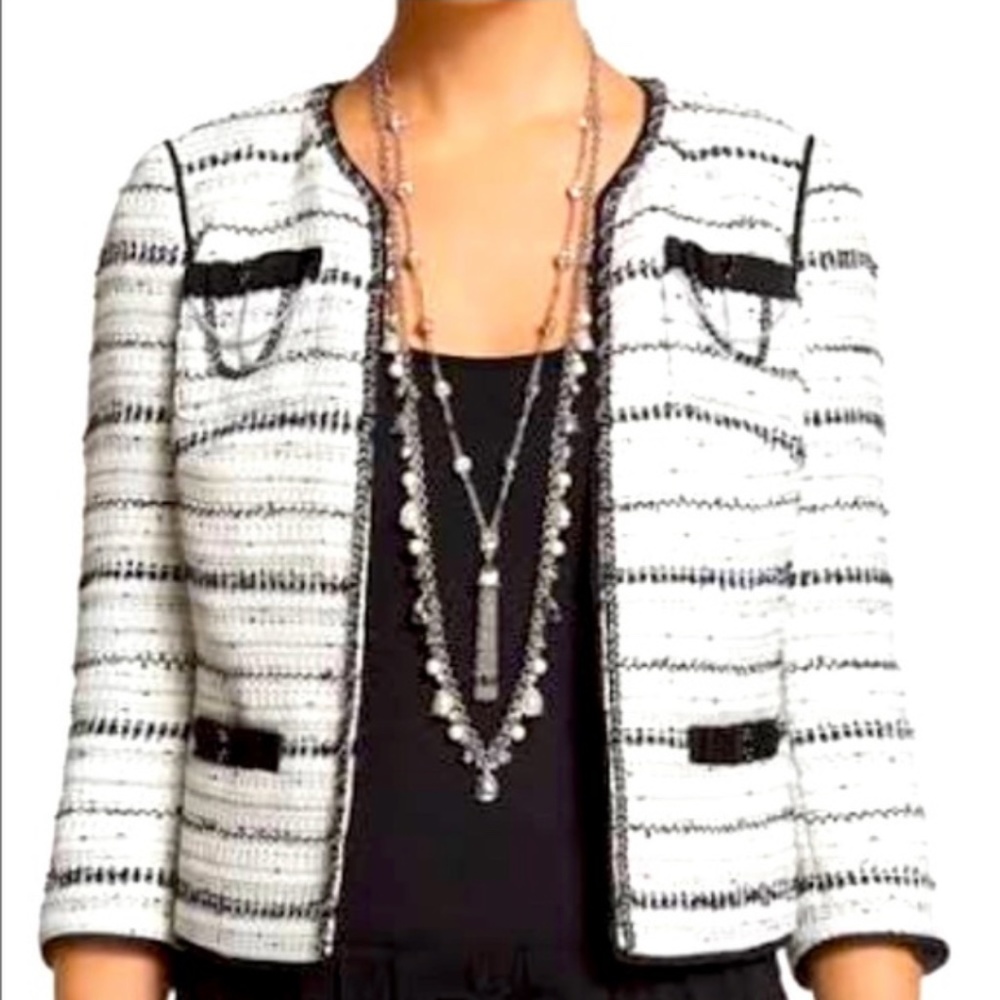 WHBM Tweed jacket Black and white Size 4 NWOT